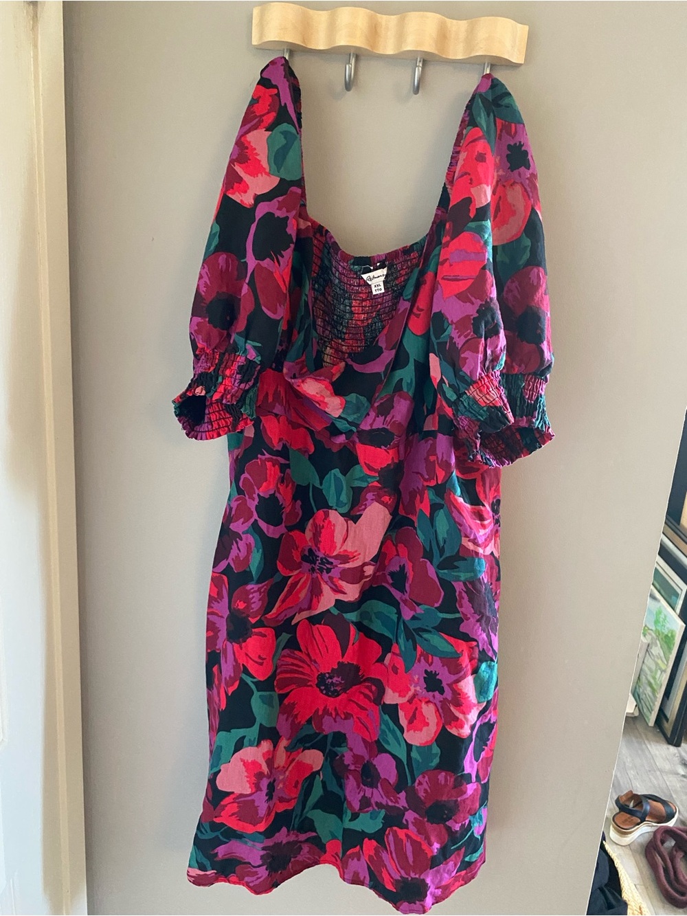 Reitmans Floral Smocked Top in Pink, Purple & Green